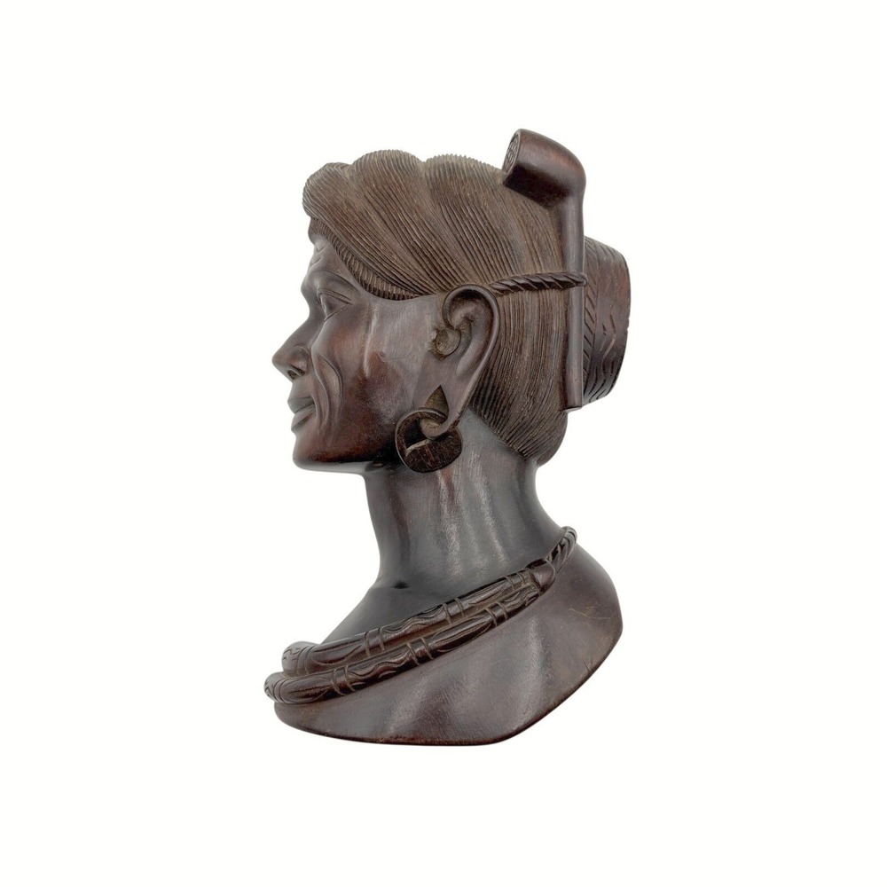 VTG Hand-carved wood African woman profile wall plaque / folk art wall sculpture